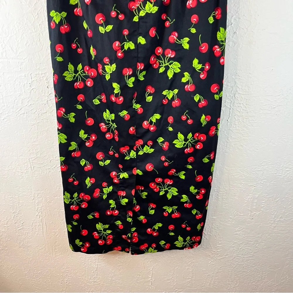 Pinup Couture Natasha Rockabilly Wiggle Cherry Print Dress - Picture 9 of 11